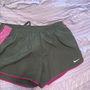 Nike Black and Pink Athletic Shorts with Curved Seams